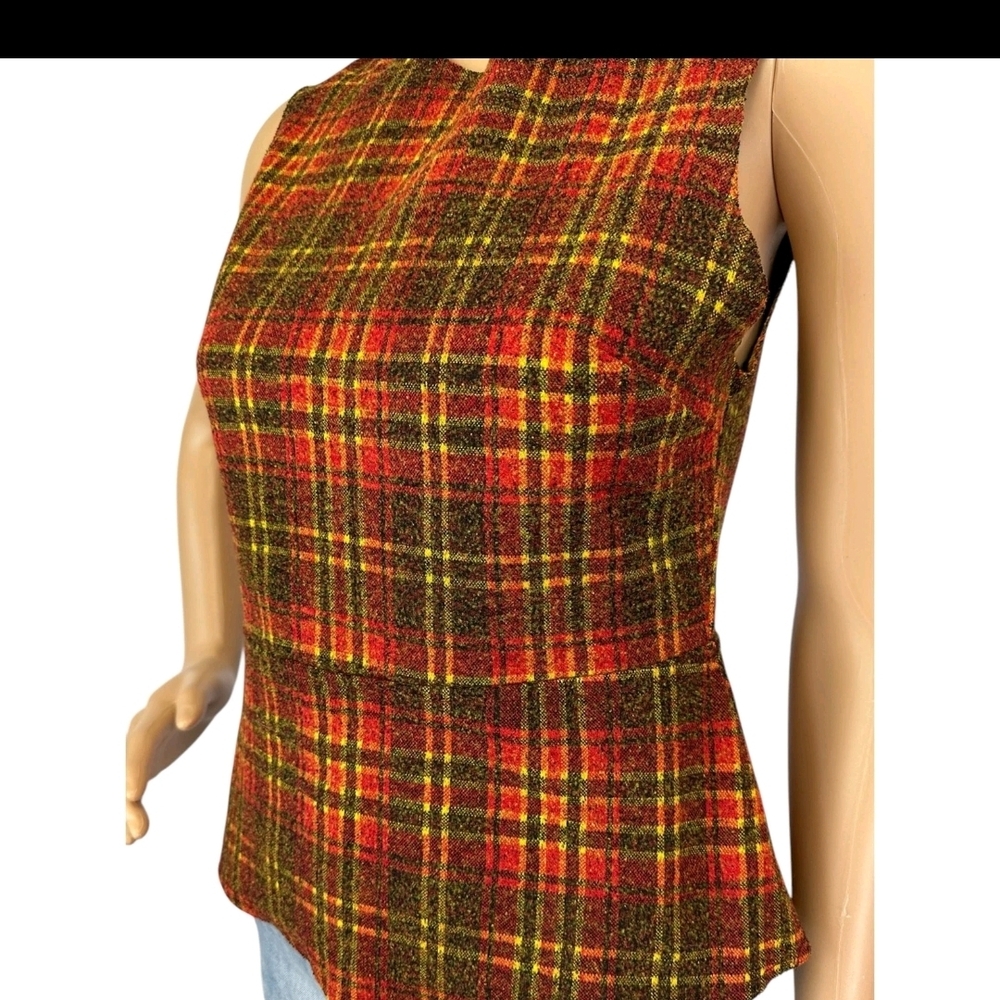 Zara Multicolor Plaid Sleeveless Blouse